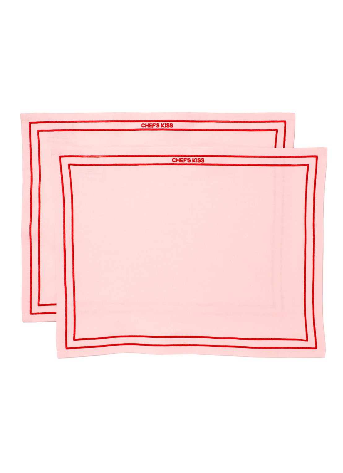 Vondels Chef's Kiss placemat 42 x 32 cm set van 2 - voorkant 2 roze