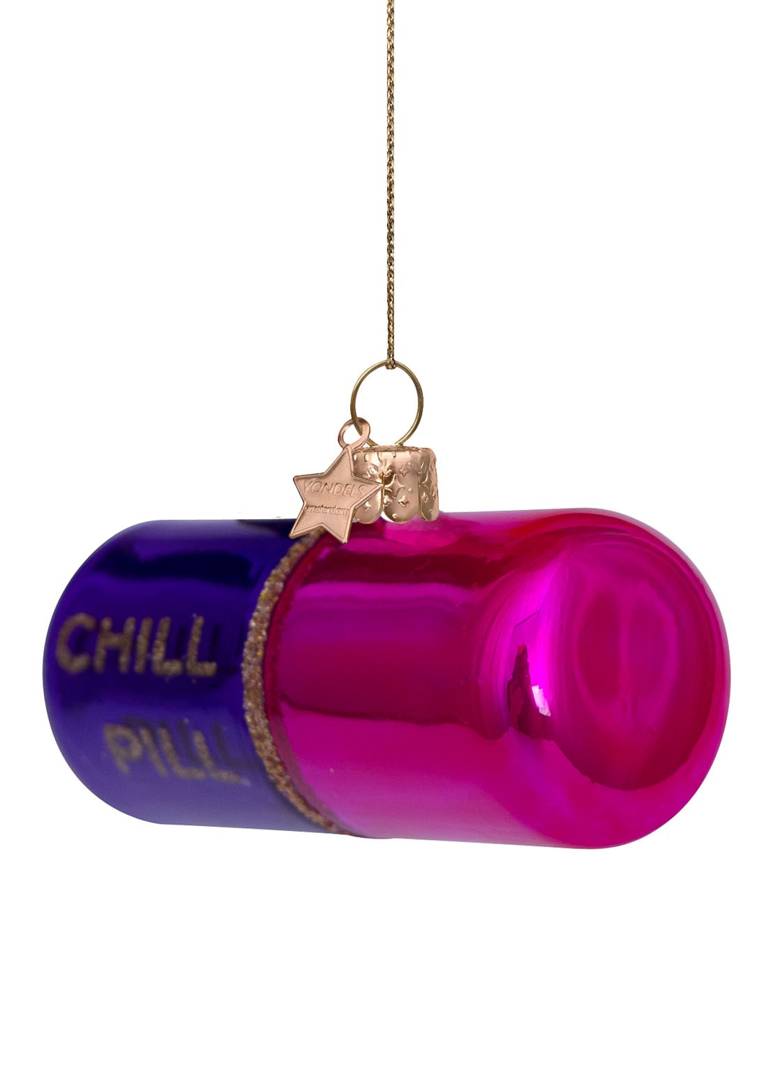 Vondels Chill Pill kersthanger 4 cm - detail 3 multicolor