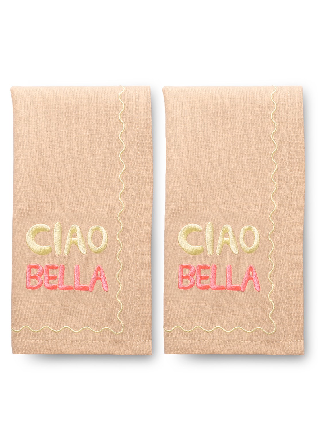Vondels Ciao Bella servetten 45 x 45 cm set van 2 - voorkant beige