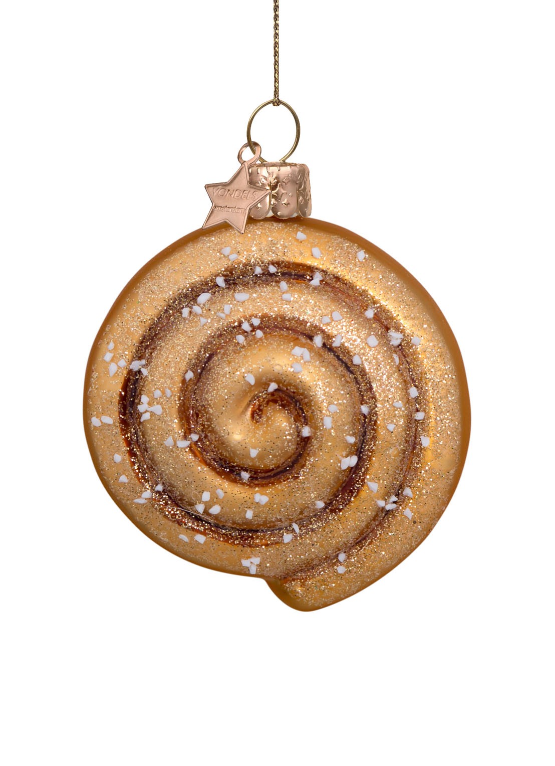 Vondels Cinnamonroll kersthanger 8 cm - voorkant bruin