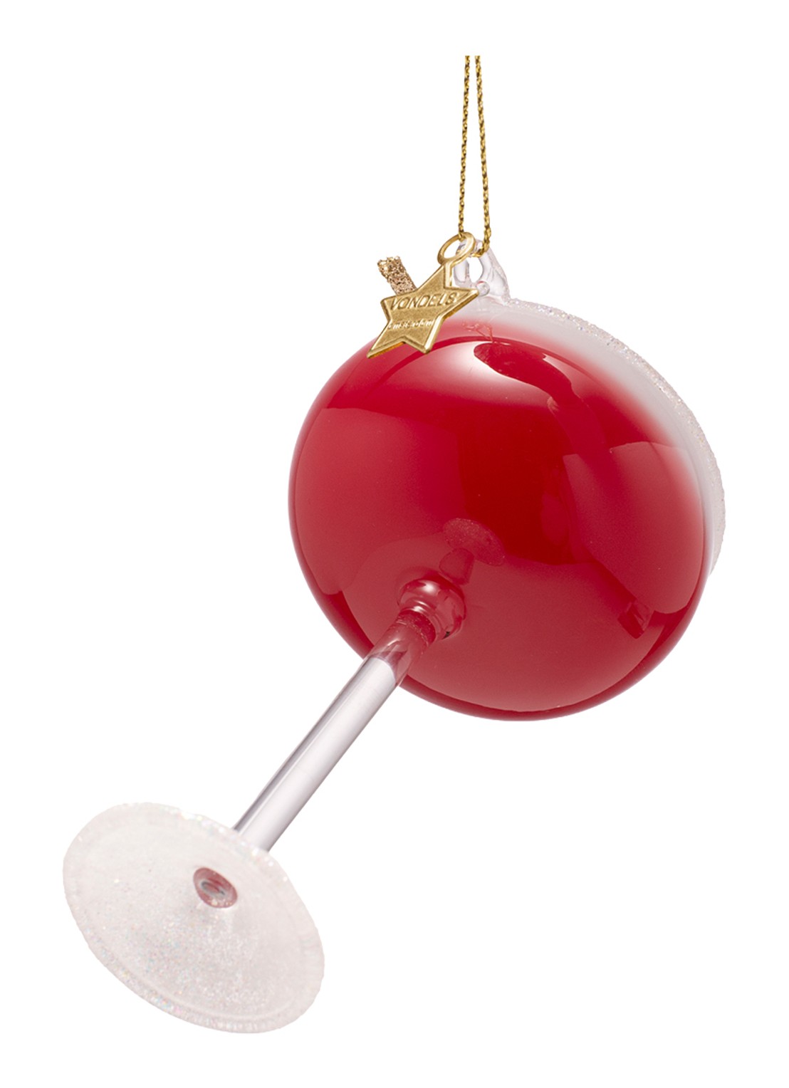 Vondels Clover Club cocktail kersthanger 10 cm - achterkant rood
