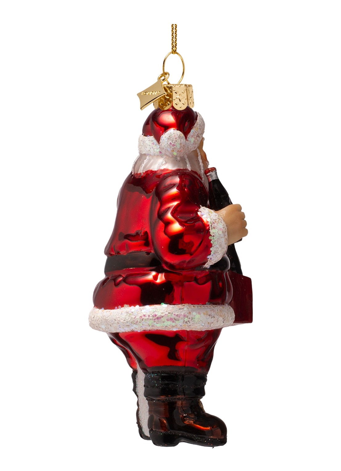 Vondels Coca Cola Kerstman met flessen kersthanger 12,5 cm - detail 2 rood