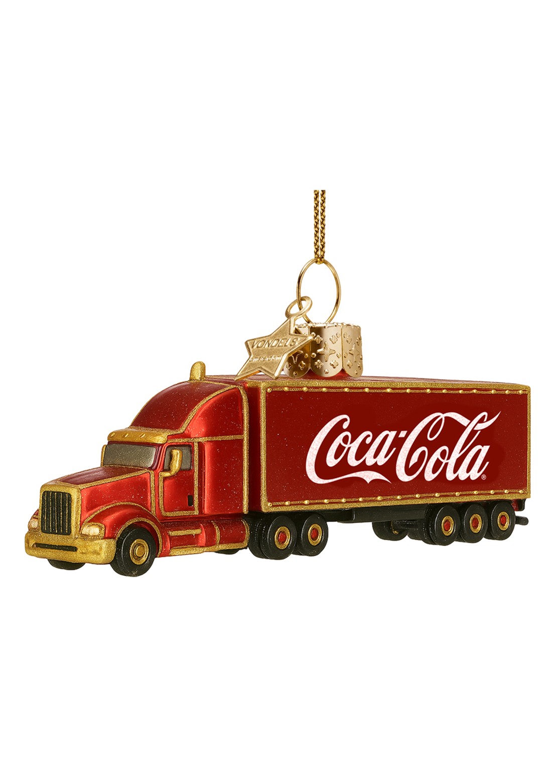 Vondels Coca Cola vrachtwagen kersthanger 5,5 cm - voorkant donkerrood