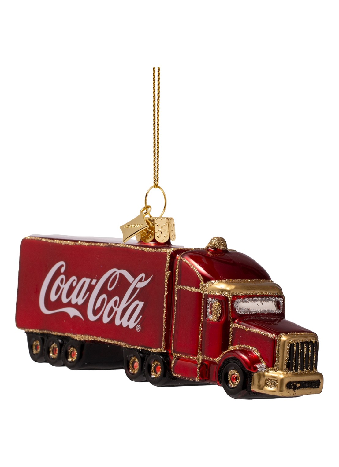 Vondels Coca Cola vrachtwagen kersthanger 5,5 cm - voorkant 2 donkerrood