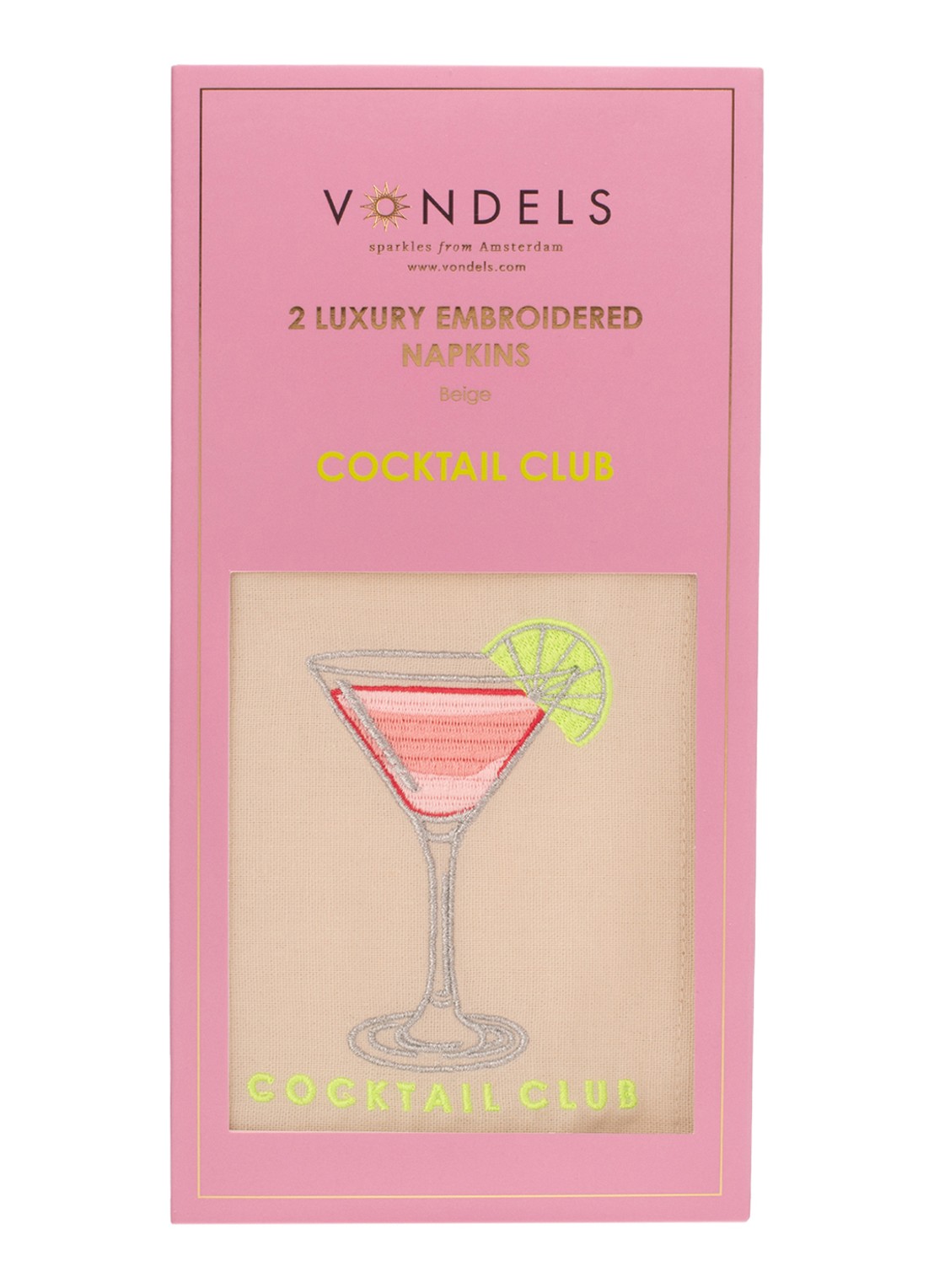Vondels Cocktail Club servetten in linnenblend 45 x 45 cm set van 2 - detail 3 beige
