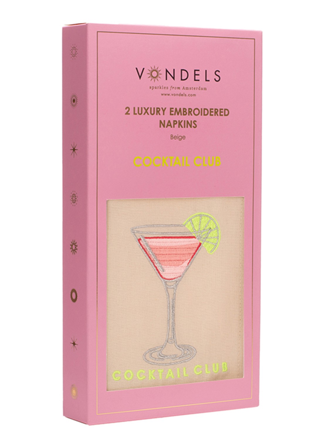 Vondels Cocktail Club servetten in linnenblend 45 x 45 cm set van 2 - detail 4 beige