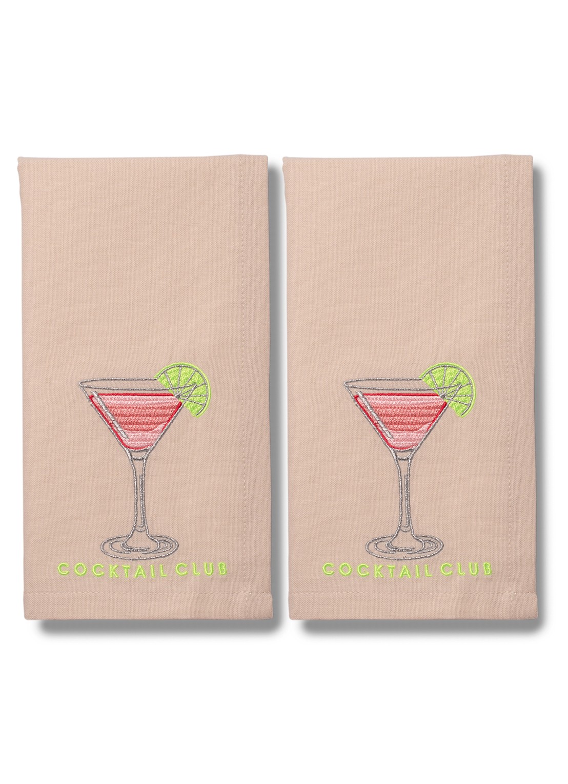 Vondels Cocktail Club servetten in linnenblend 45 x 45 cm set van 2 - voorkant beige
