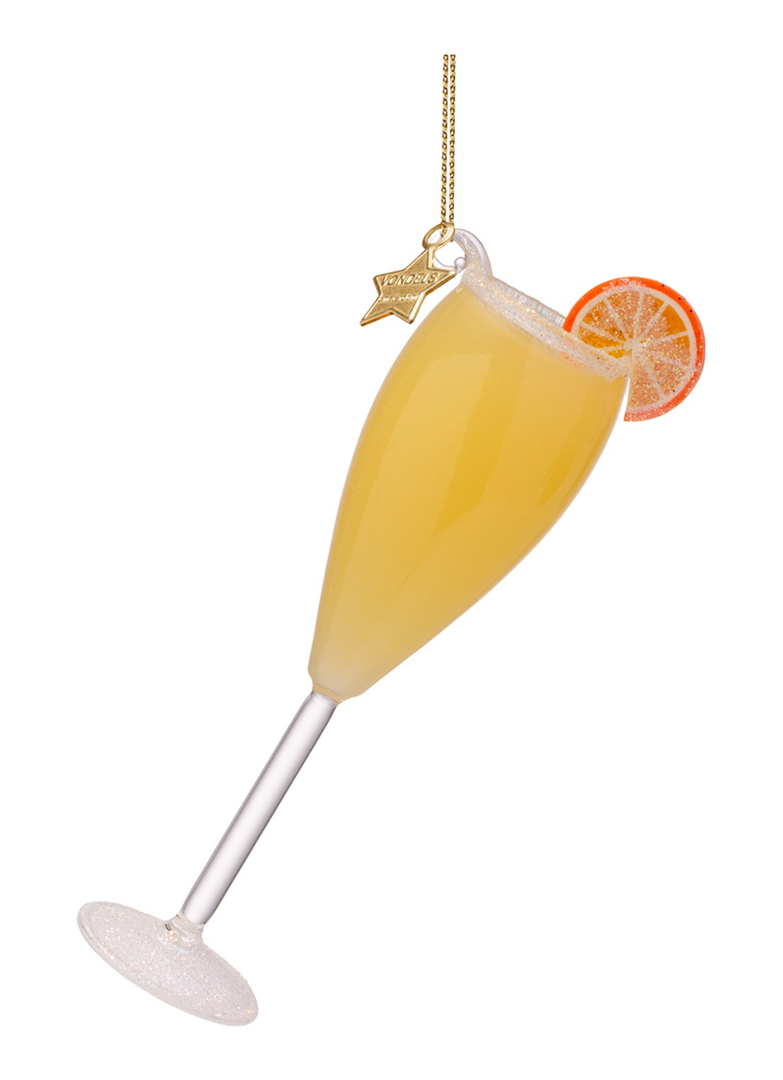 Vondels Cocktail Mimosa kersthanger 12,5 cm - voorkant 4 orange