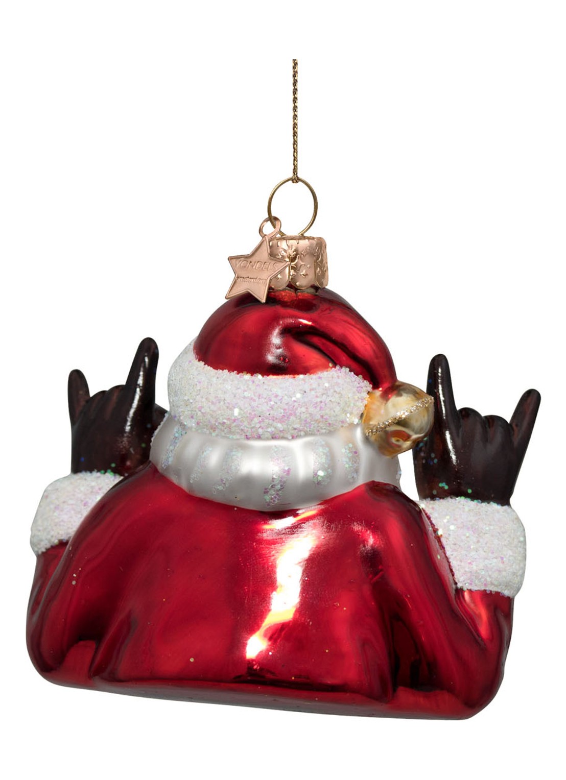 Vondels Coole Kerstman kersthanger 8 cm - detail 3 rood