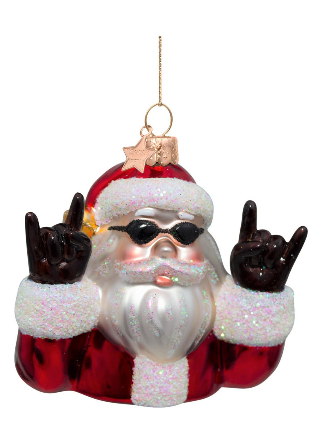 Vondels Coole santa kersthanger 9 cm - detail 2 rood