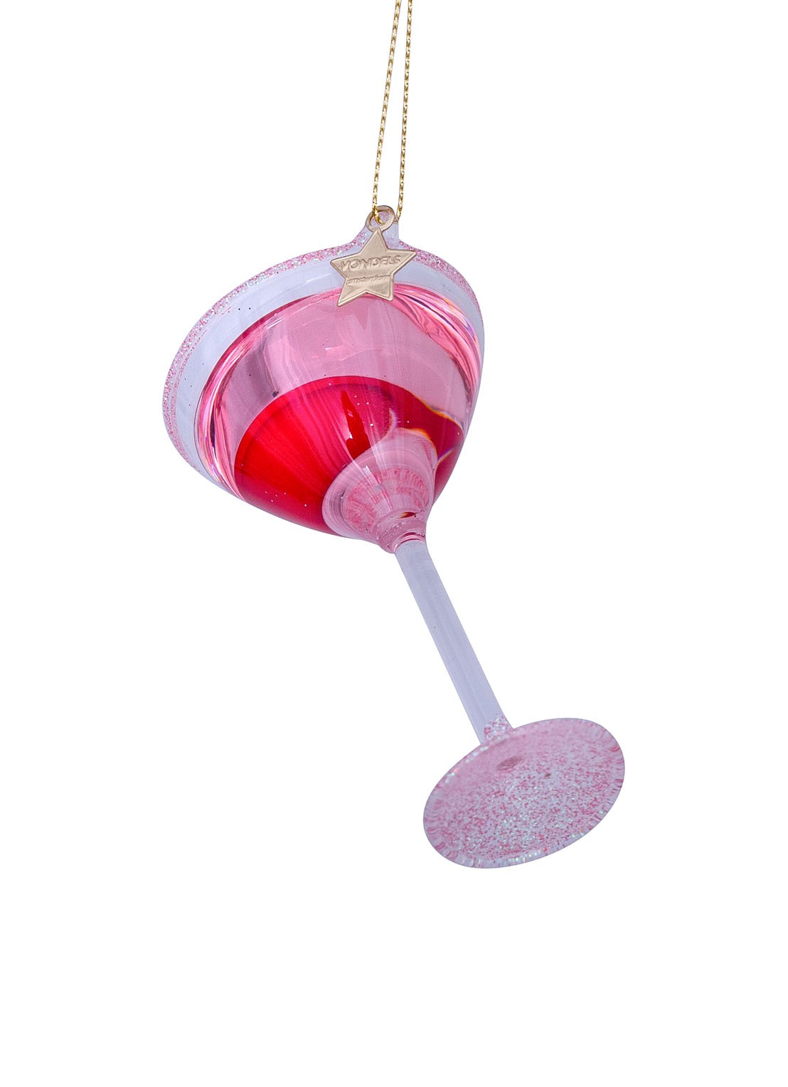 Vondels Cosmopolitan cocktail kersthanger 9,5 cm - detail 4 roze