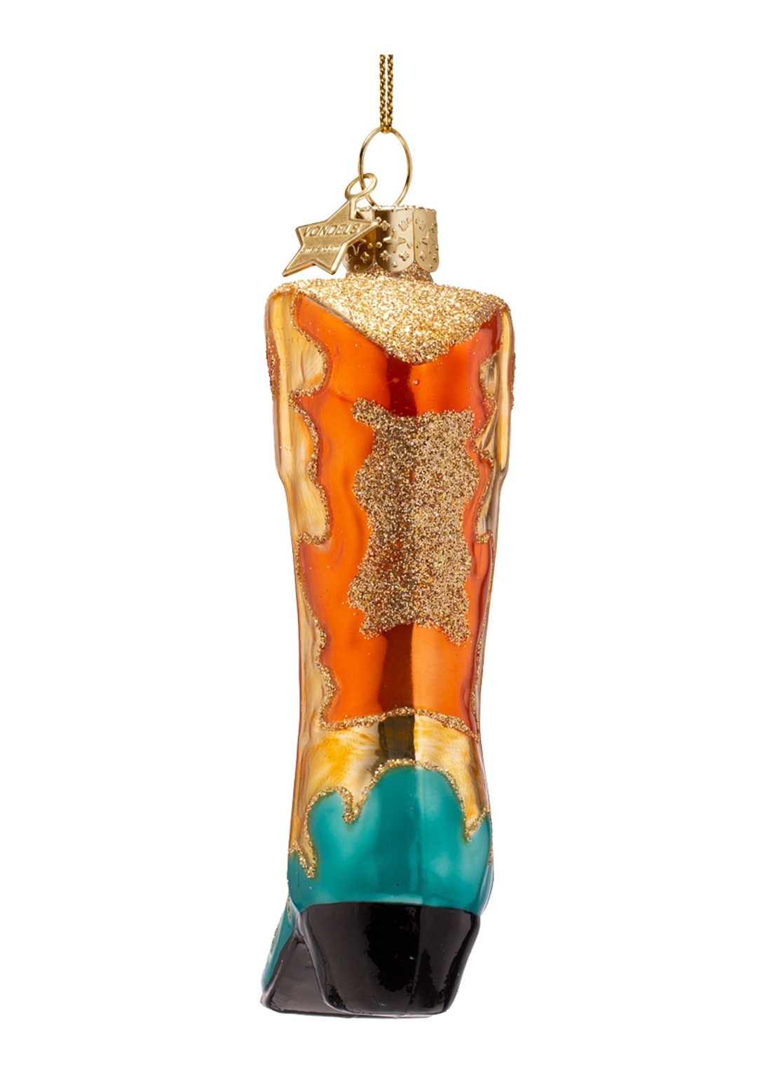 Vondels Cowboylaars kersthanger 11,5 cm - achterkant orange