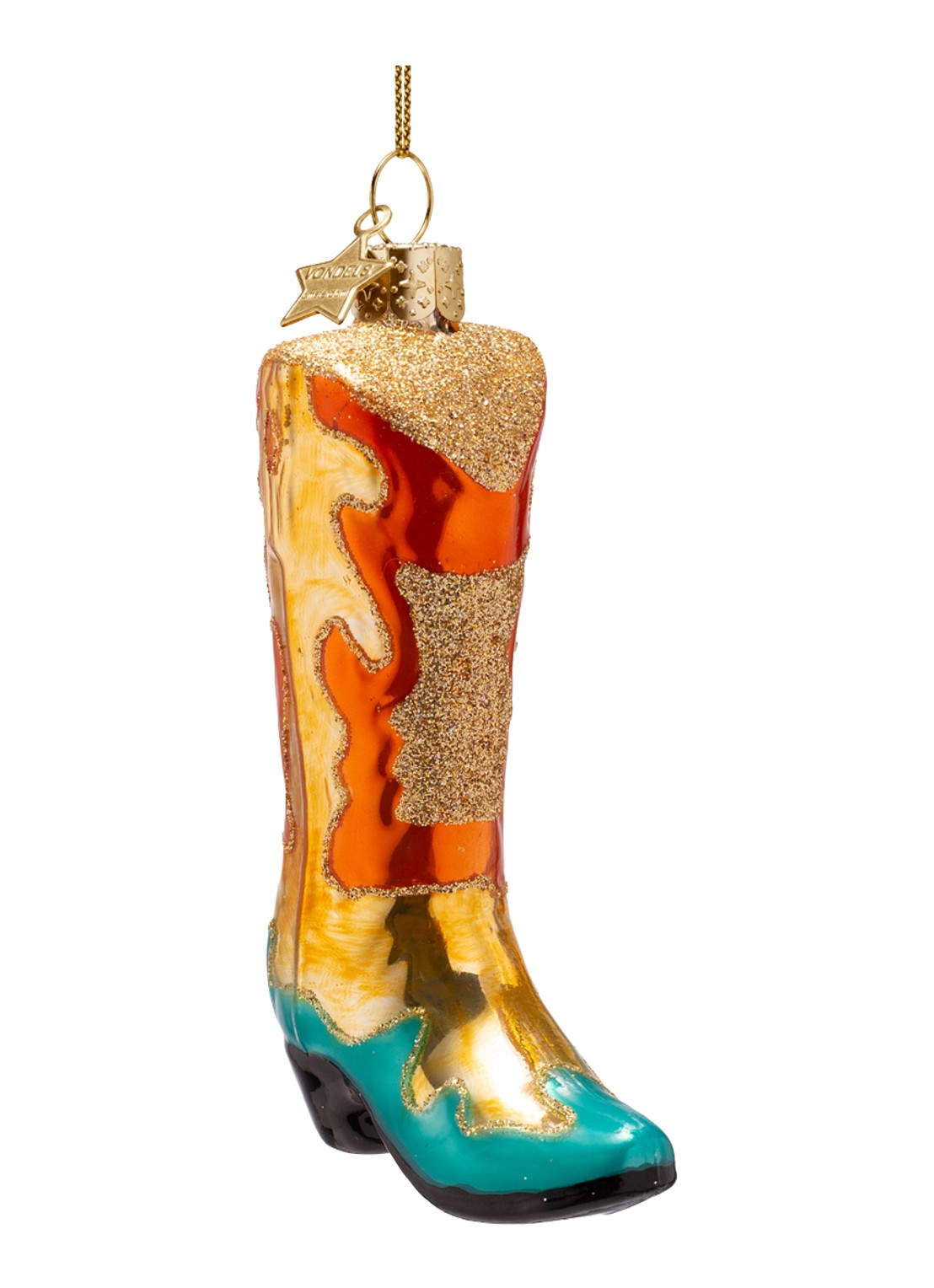 Vondels Cowboylaars kersthanger 11,5 cm - detail 4 orange