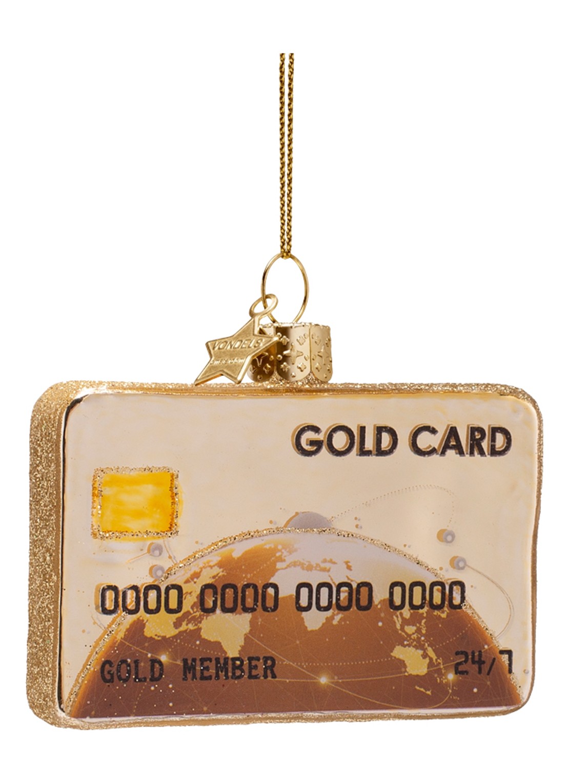 Vondels Credit card kersthanger 6,5 cm - voorkant 4 goud
