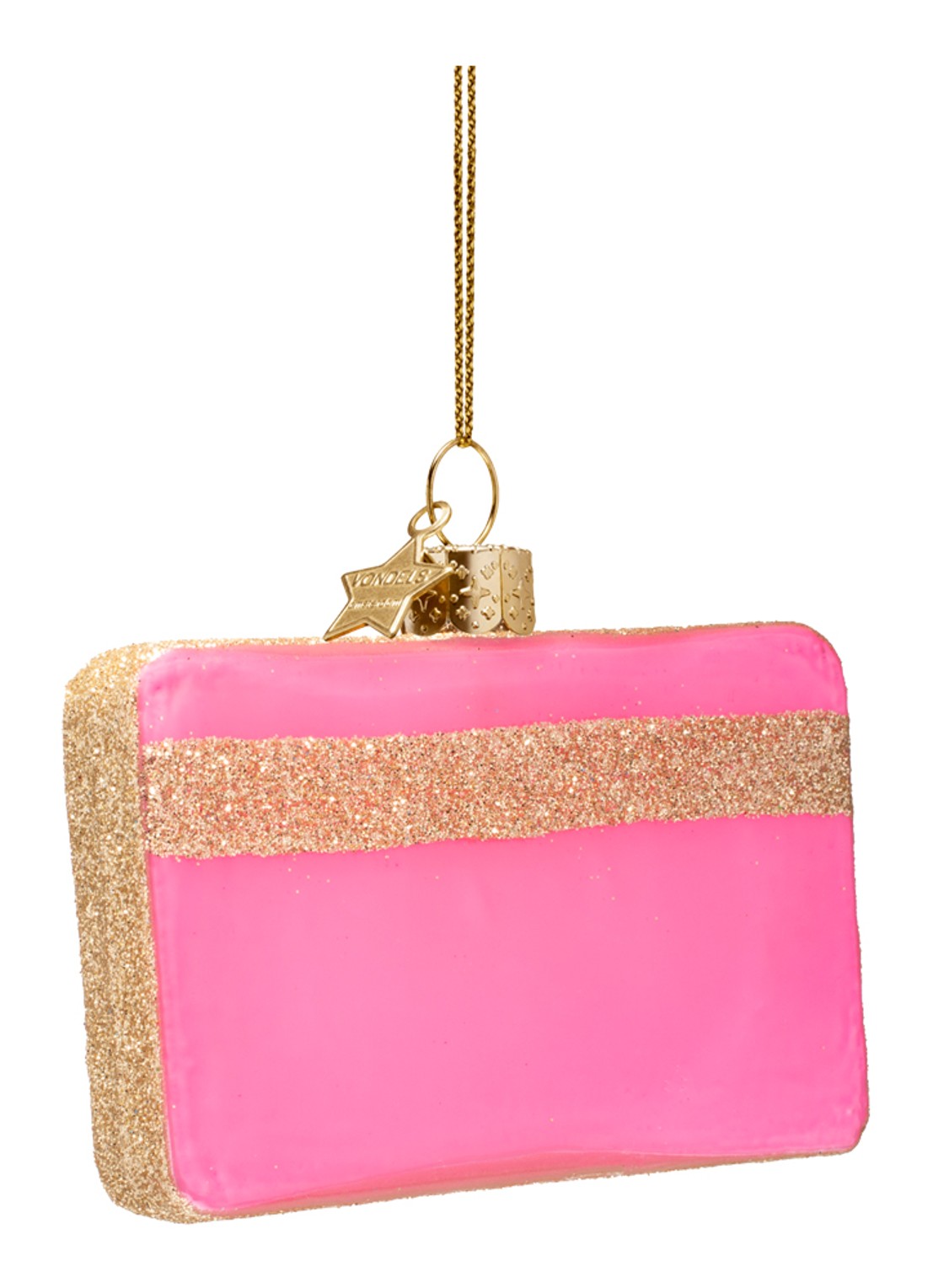 Vondels Creditcard kersthanger 7 cm - achterkant roze