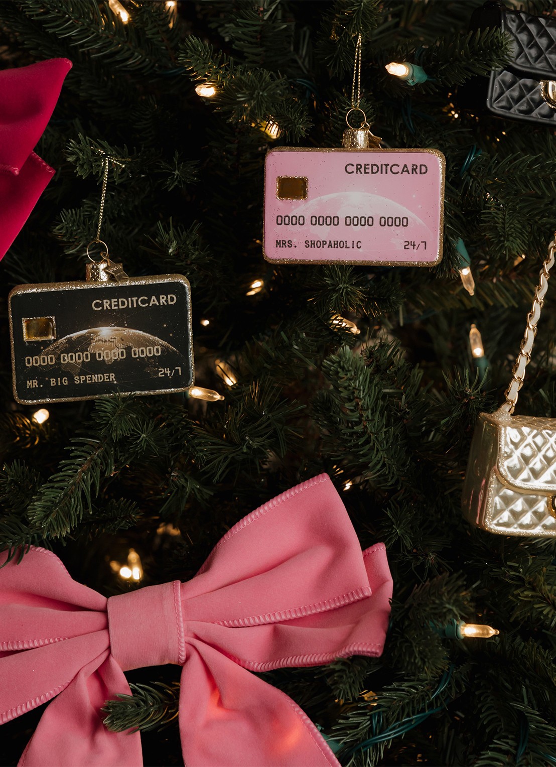 Vondels Creditcard kersthanger 7 cm - voorkant 3 roze