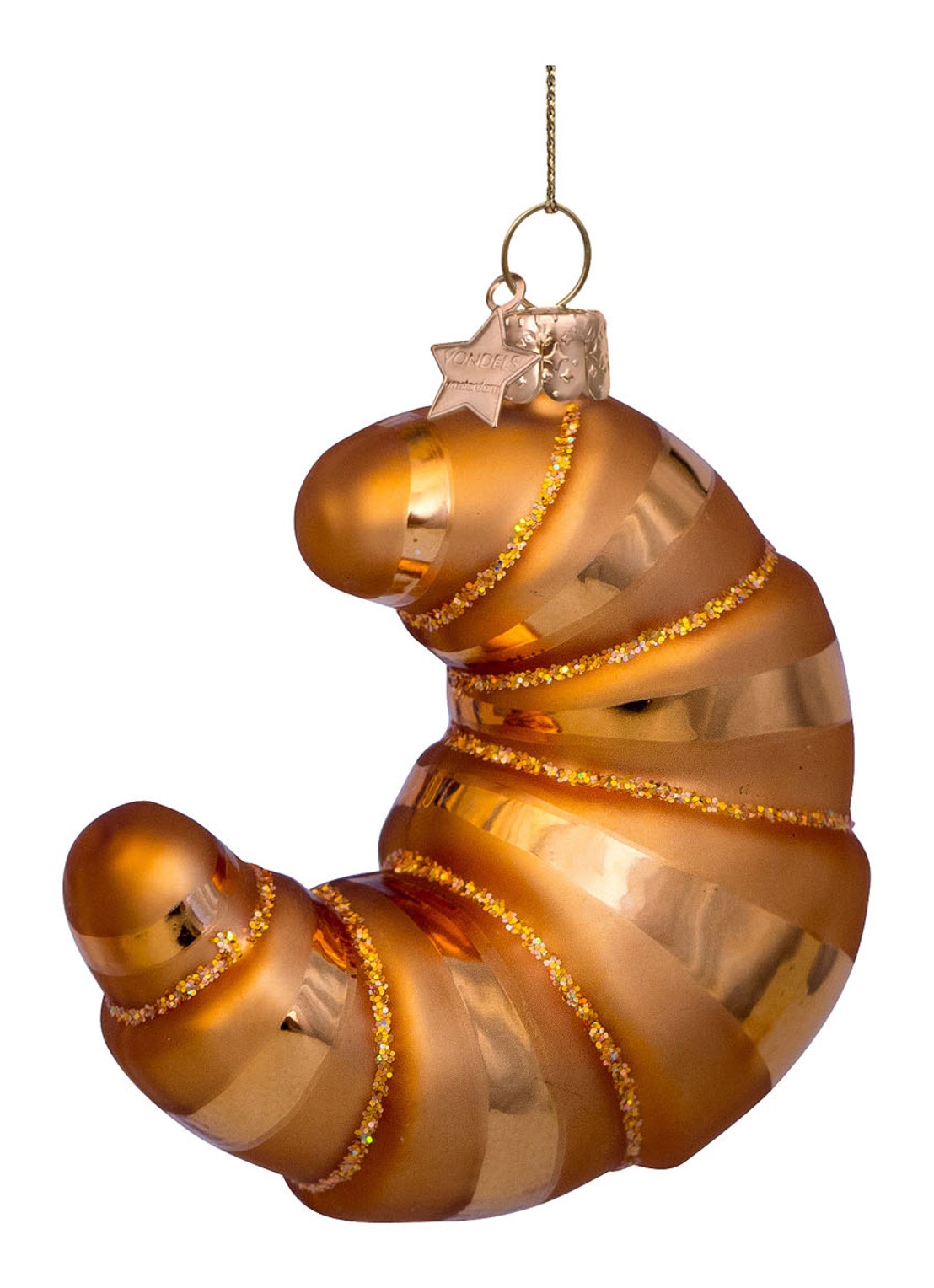 Vondels Croissant kersthanger 8 cm - detail 2 bruin