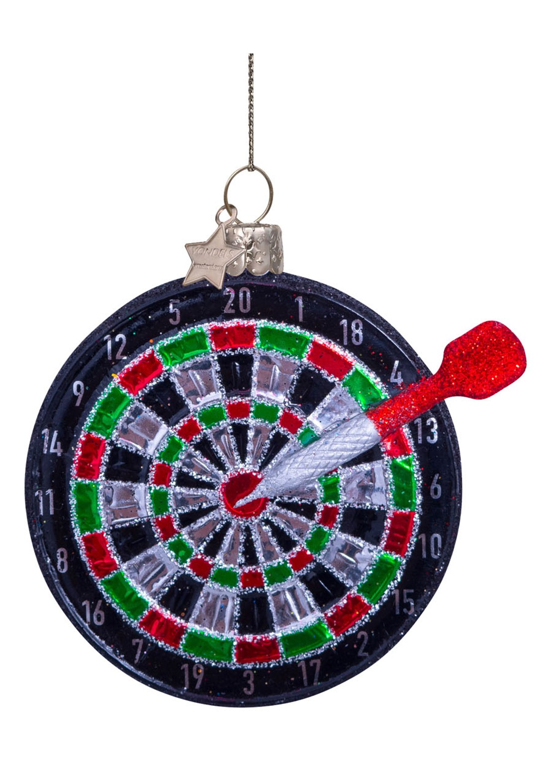 Vondels Dartbord kersthanger 8 cm - detail zwart