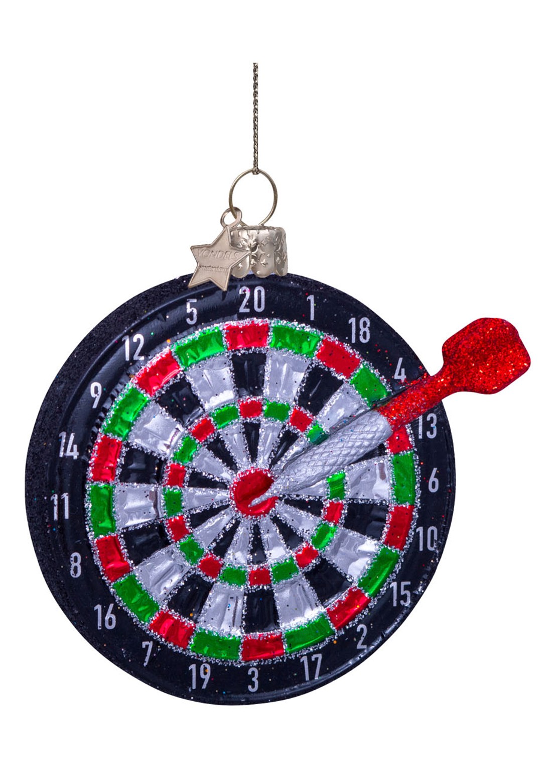 Vondels Dartbord kersthanger 8 cm - voorkant 4 zwart