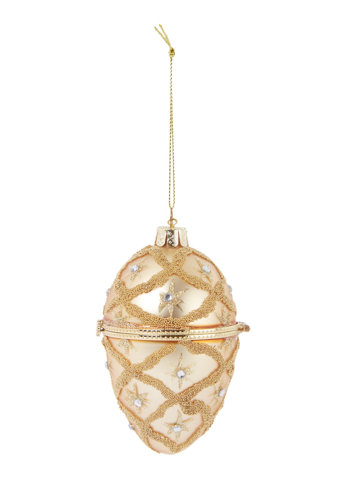 Vondels Decorated Faberge Egg kersthanger 10 cm - voorkant goud