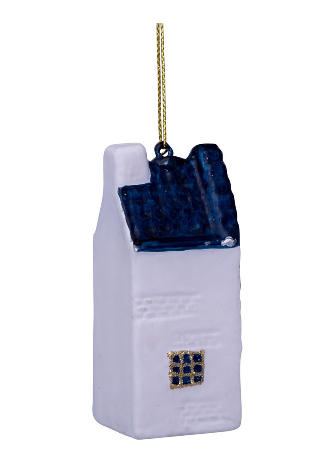 Vondels Delfts Blauw Grachtenpand kersthanger 8 cm - detail 3 wit