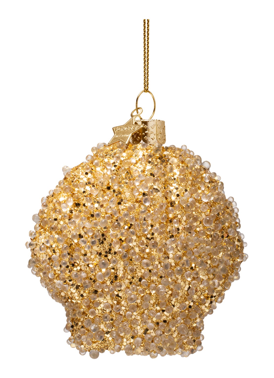 Vondels Diamanten schelp kersthanger 8 cm - achterkant 3 goud