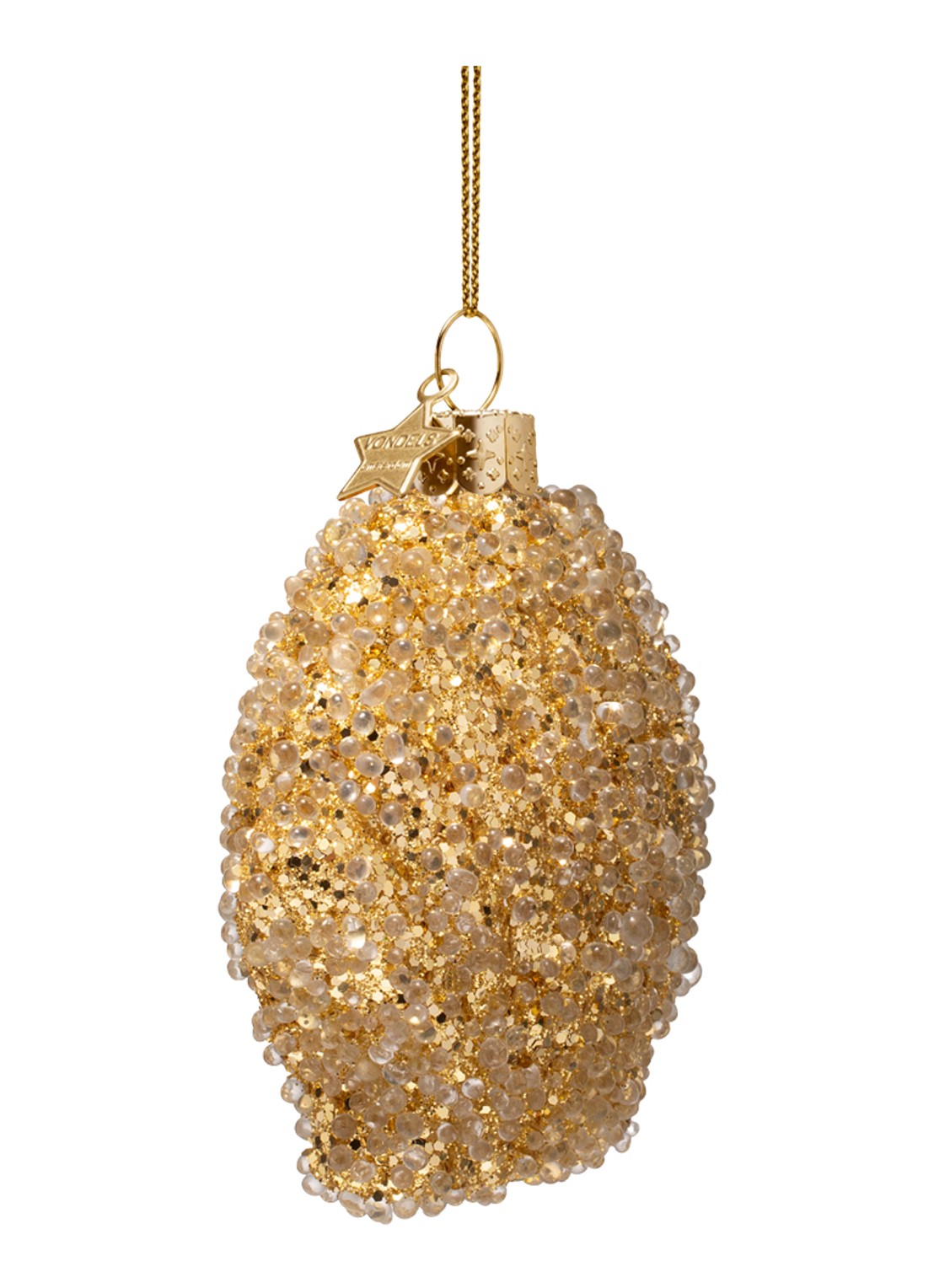 Vondels Diamanten schelp kersthanger 8 cm - voorkant 2 goud