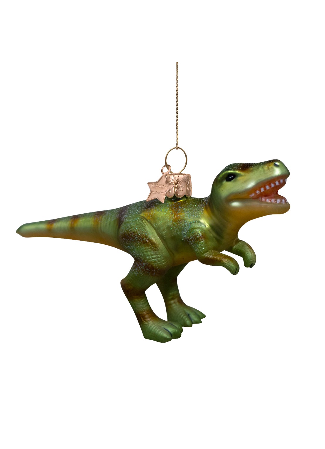 Vondels Dinosaurus kersthanger 9,5 cm - voorkant 2 groen