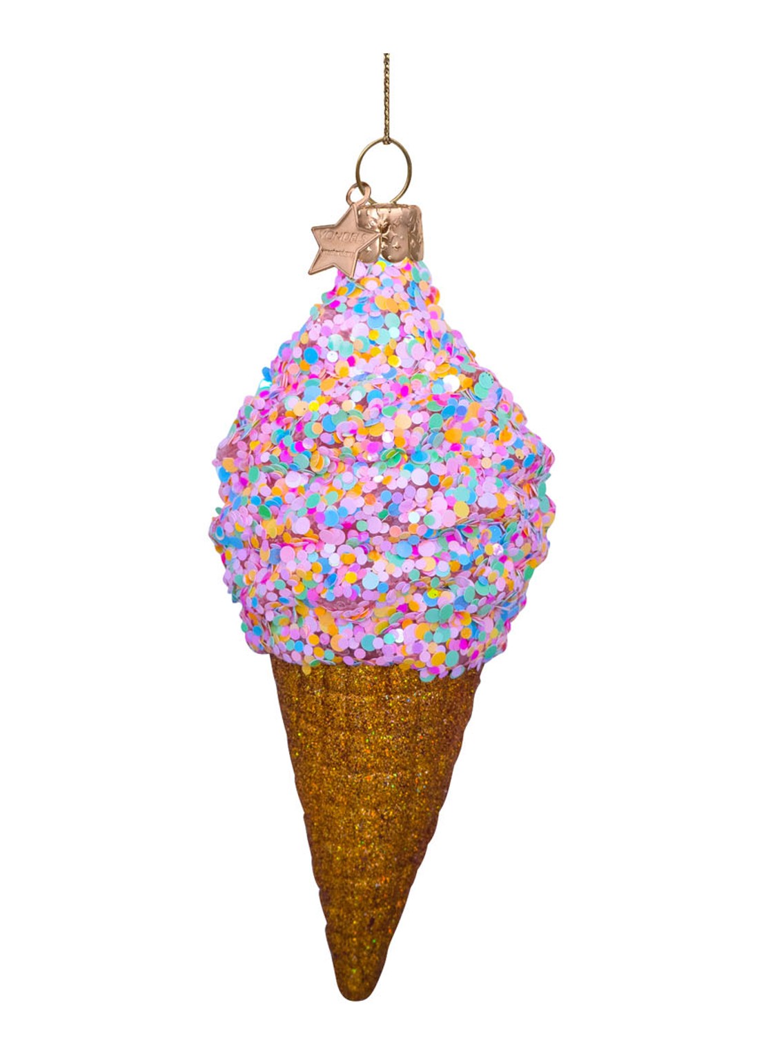 Vondels Disco IJsje met Glitter kersthanger 15 cm - detail 3 multicolor