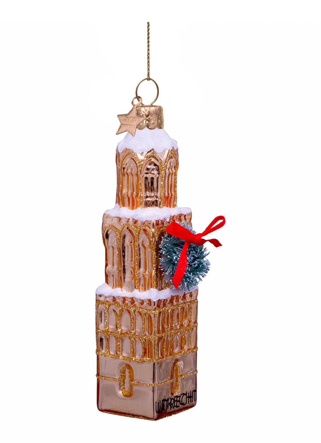 Vondels Domtoren Utrecht kersthanger 11,5 cm - detail 3 goud