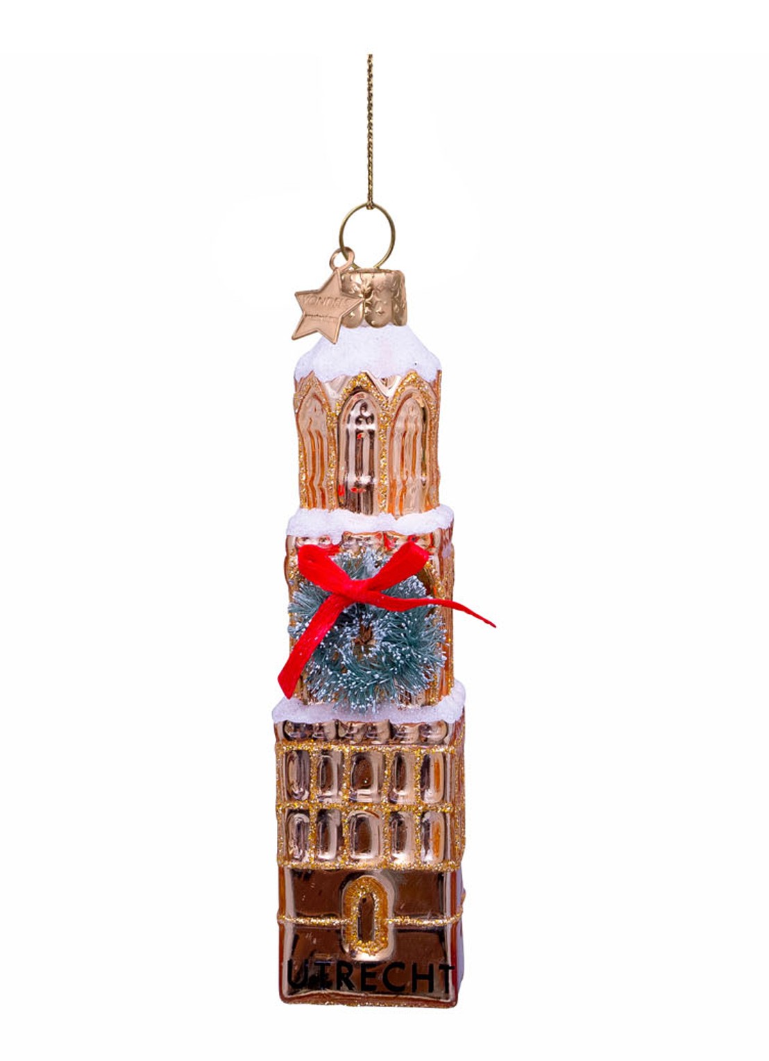 Vondels Domtoren Utrecht kersthanger 11,5 cm - detail 4 goud