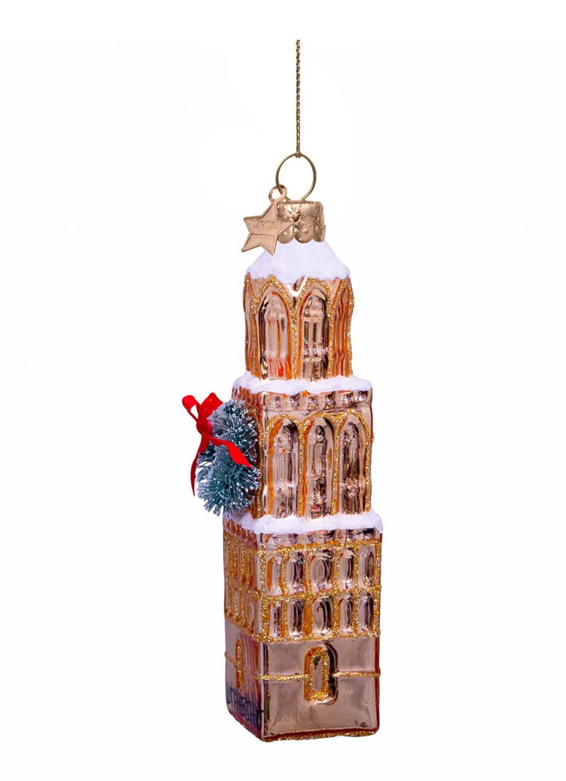 Vondels Domtoren Utrecht kersthanger 11 cm - detail goud