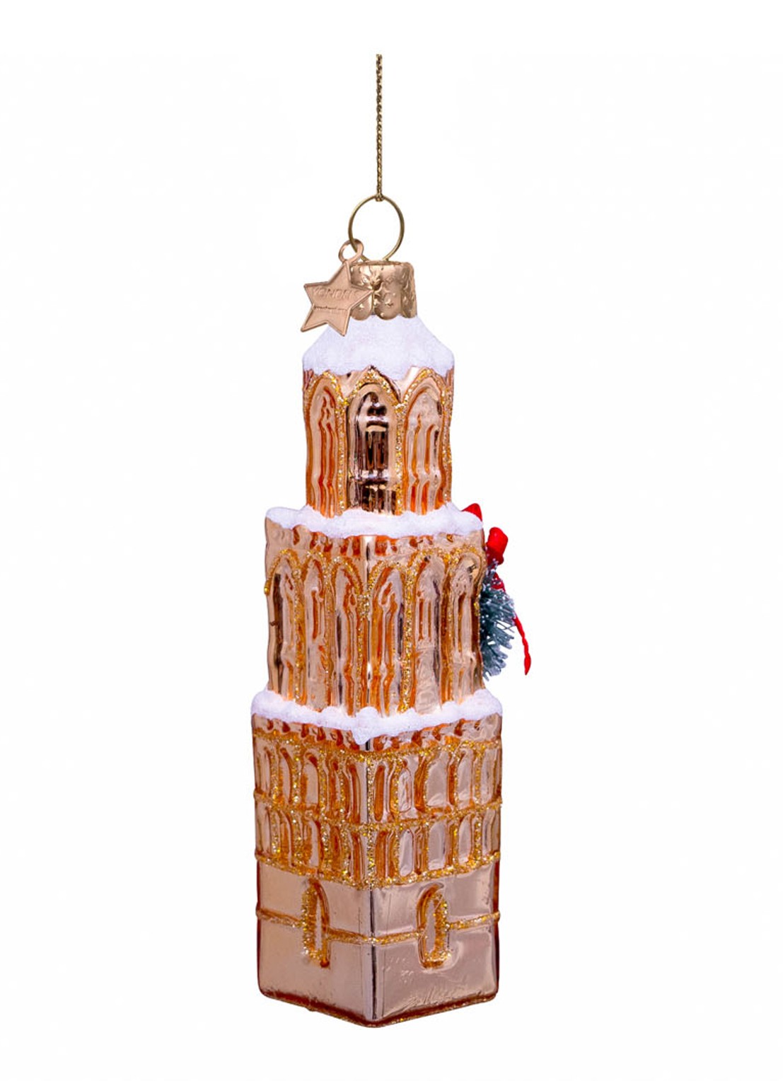 Vondels Domtoren Utrecht kersthanger 11 cm - detail 2 goud