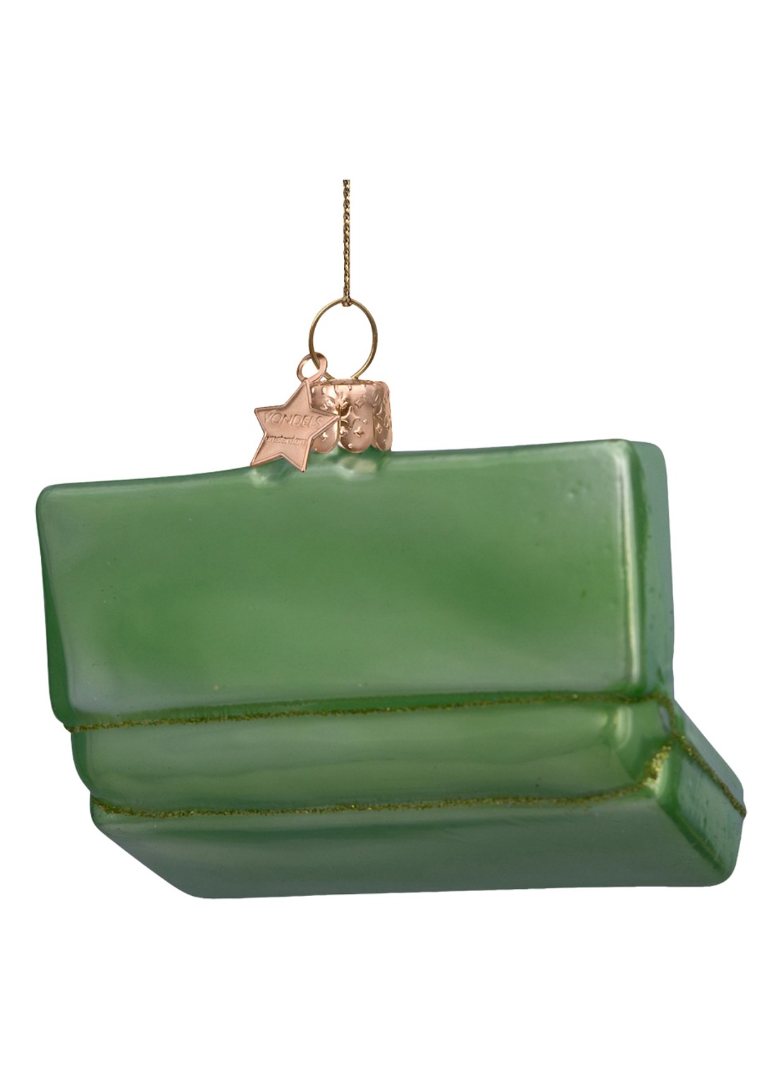 Vondels Doos met macarons kersthanger 5 cm - achterkant groen