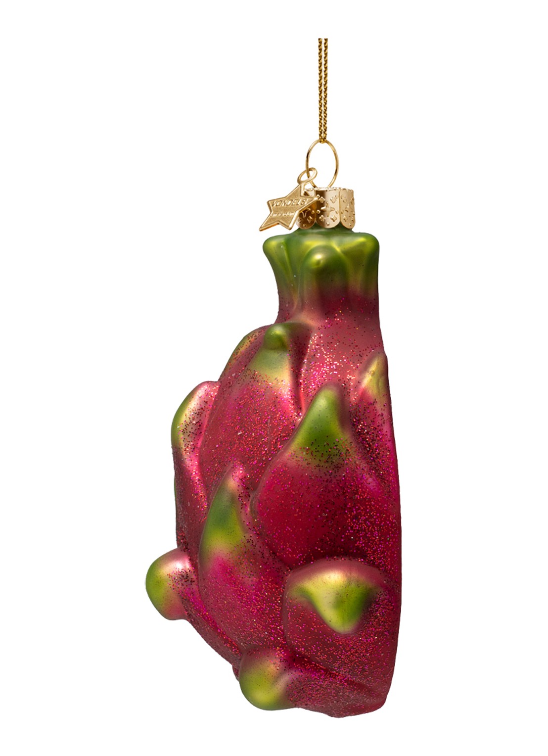 Vondels Drakenfruit kersthanger 10 cm - achterkant roze