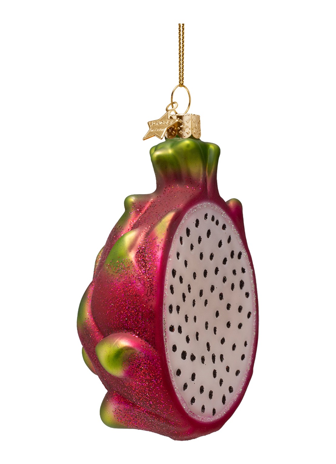 Vondels Drakenfruit kersthanger 10 cm - voorkant 2 roze