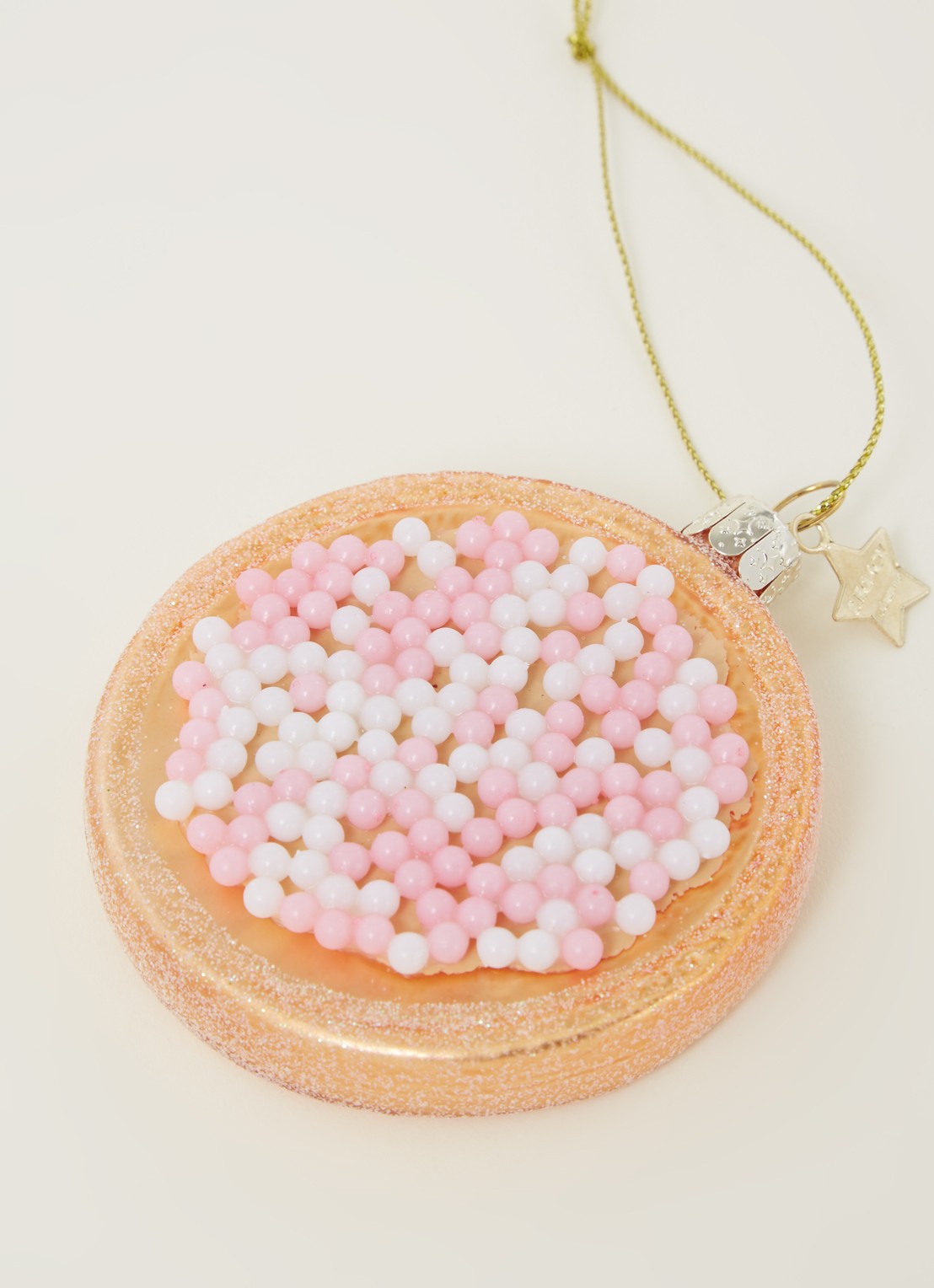 Vondels Dutch Beschuit Met Muisjes kerst ornament 8,7 cm - detail 3 roze
