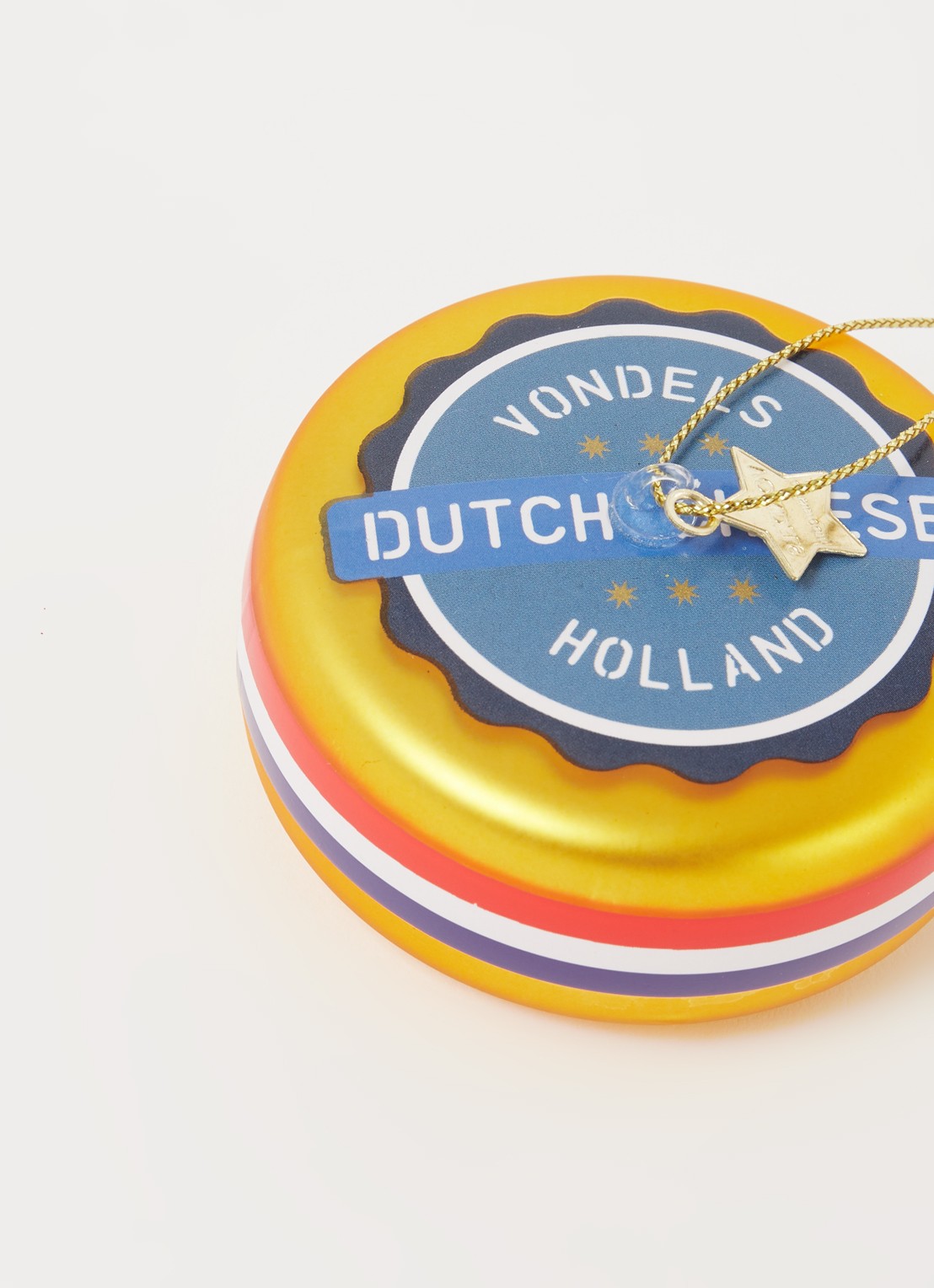 Vondels Dutch Cheese kerst ornament 5 cm - detail 3 goud