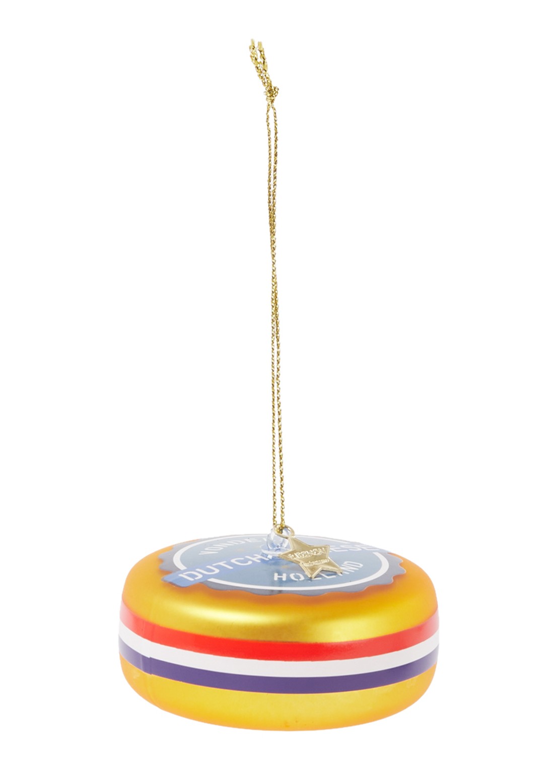 Vondels Dutch Cheese kerst ornament 5 cm - voorkant goud
