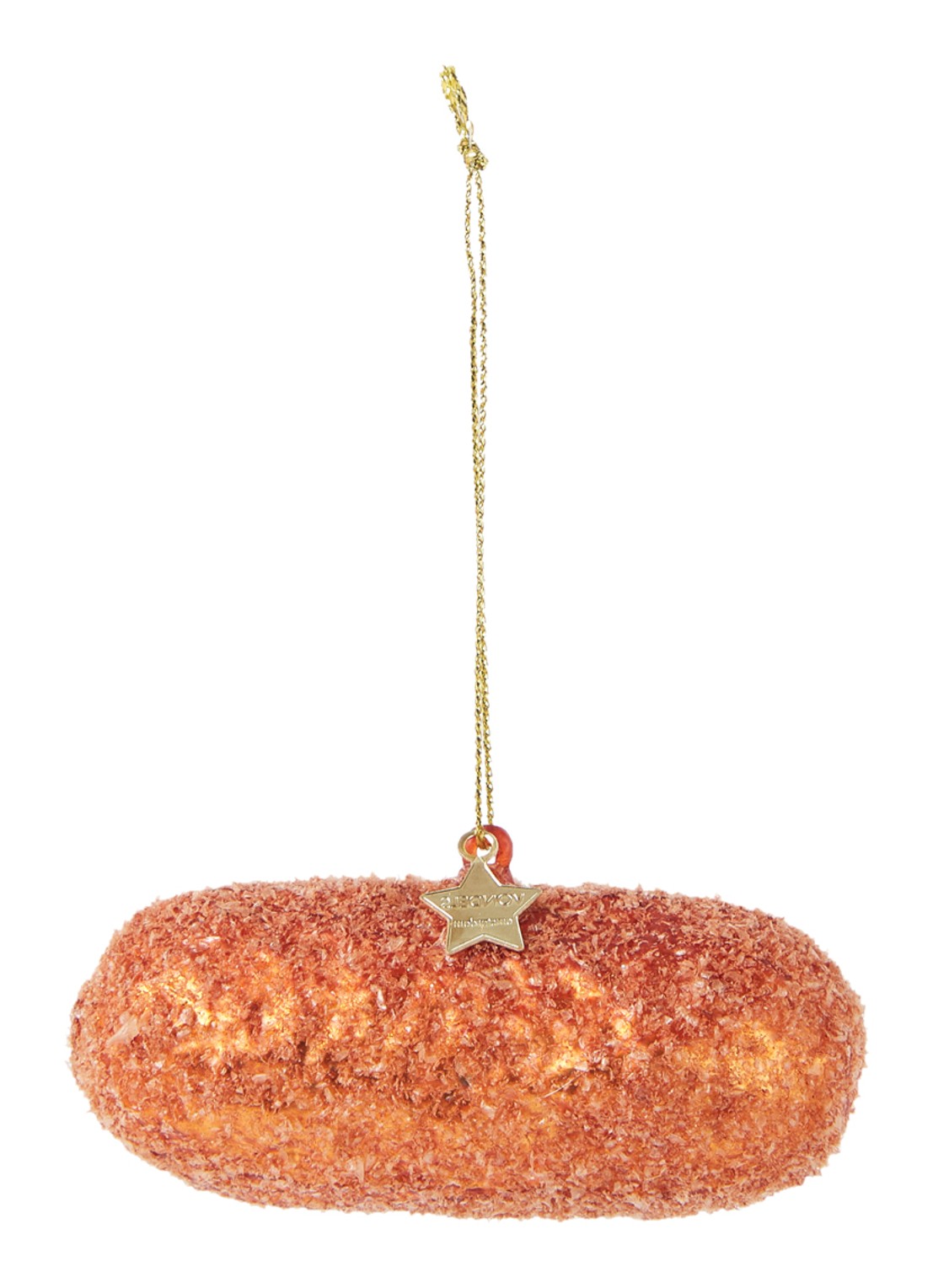 Vondels Dutch Kroket kersthanger 10 cm - voorkant oranjerood