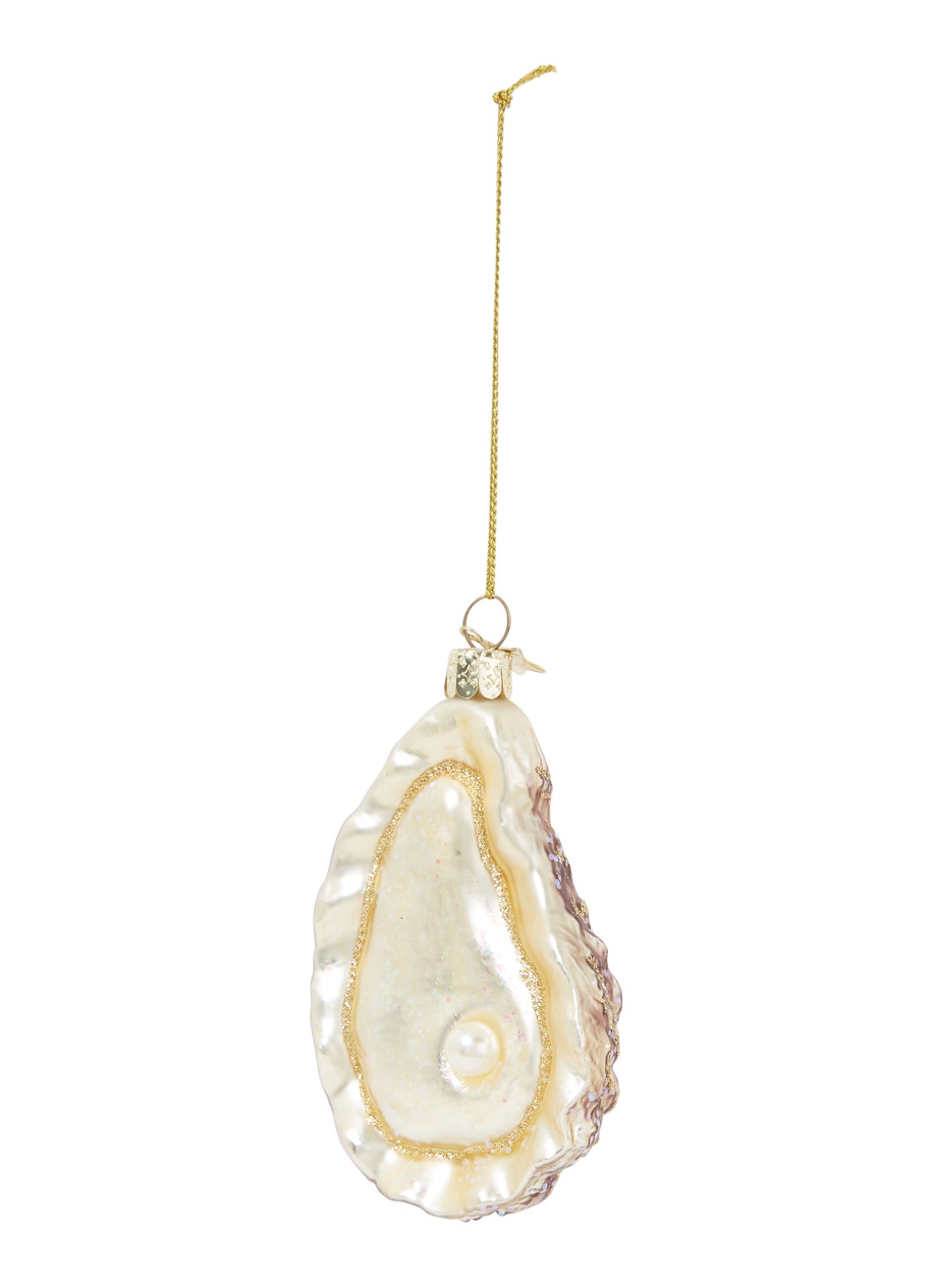 Vondels Ecru Oyster kersthanger 10 cm - voorkant gebroken wit