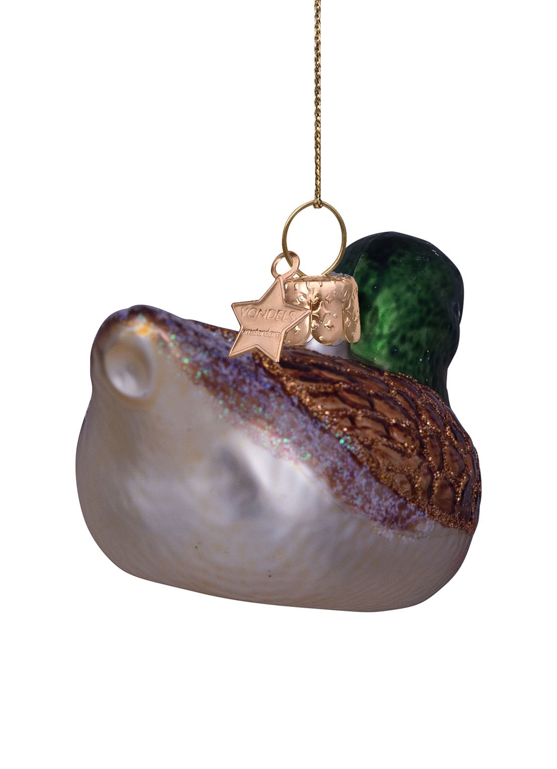 Vondels Eend kersthanger 5 cm - detail 4 bruin