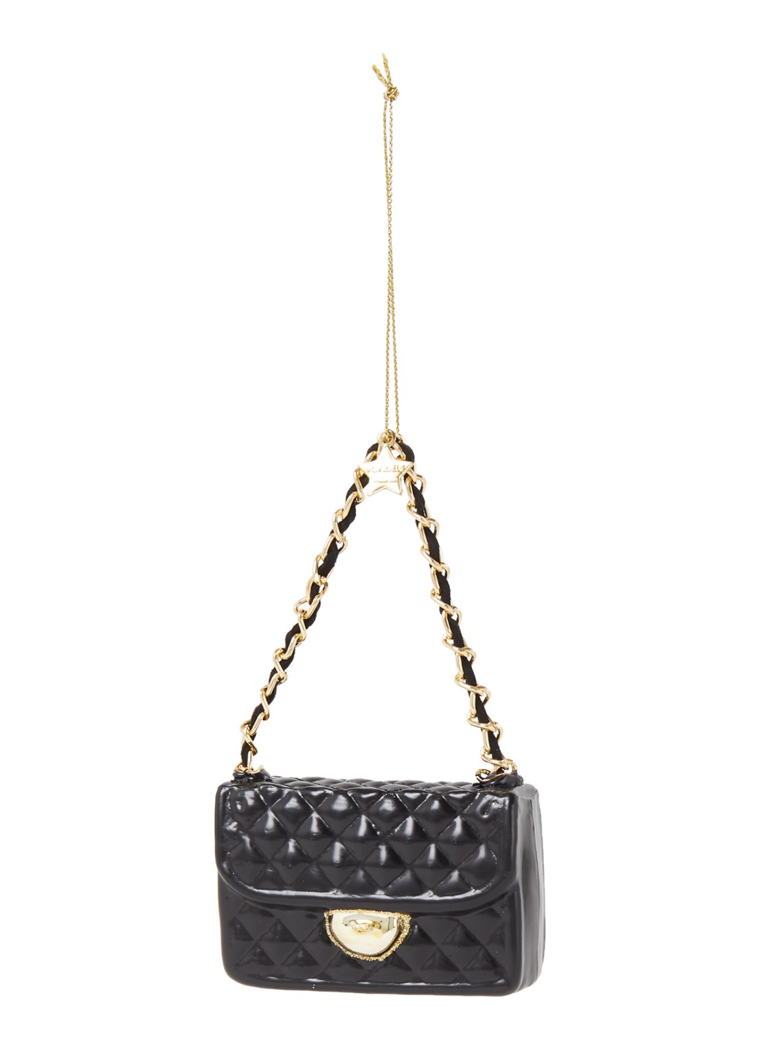 Vondels Fashion Bag kersthanger 7 cm - voorkant zwart