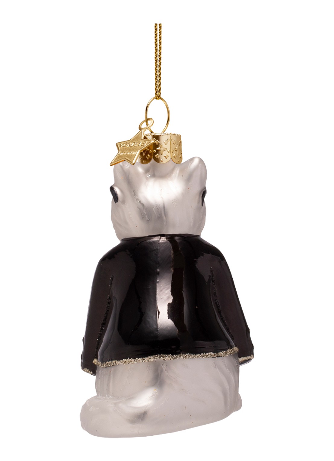Vondels Fashion Kat kerstanger 8 cm - achterkant 2 zwart