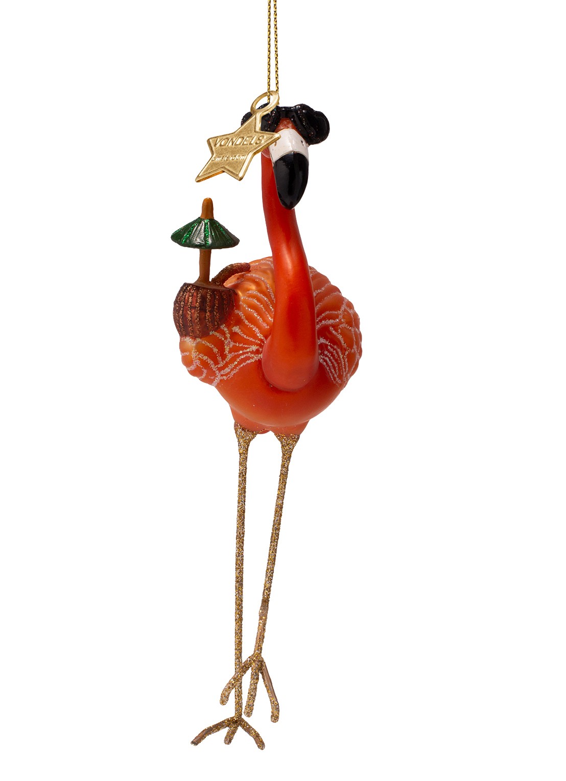 Vondels Flamingo kersthanger 16 cm - achterkant 5 orange