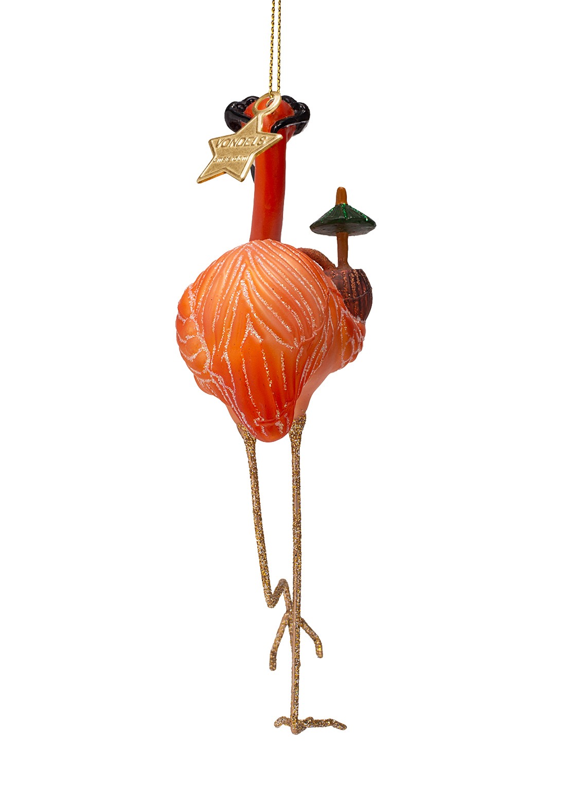 Vondels Flamingo kersthanger 16 cm - detail 2 orange