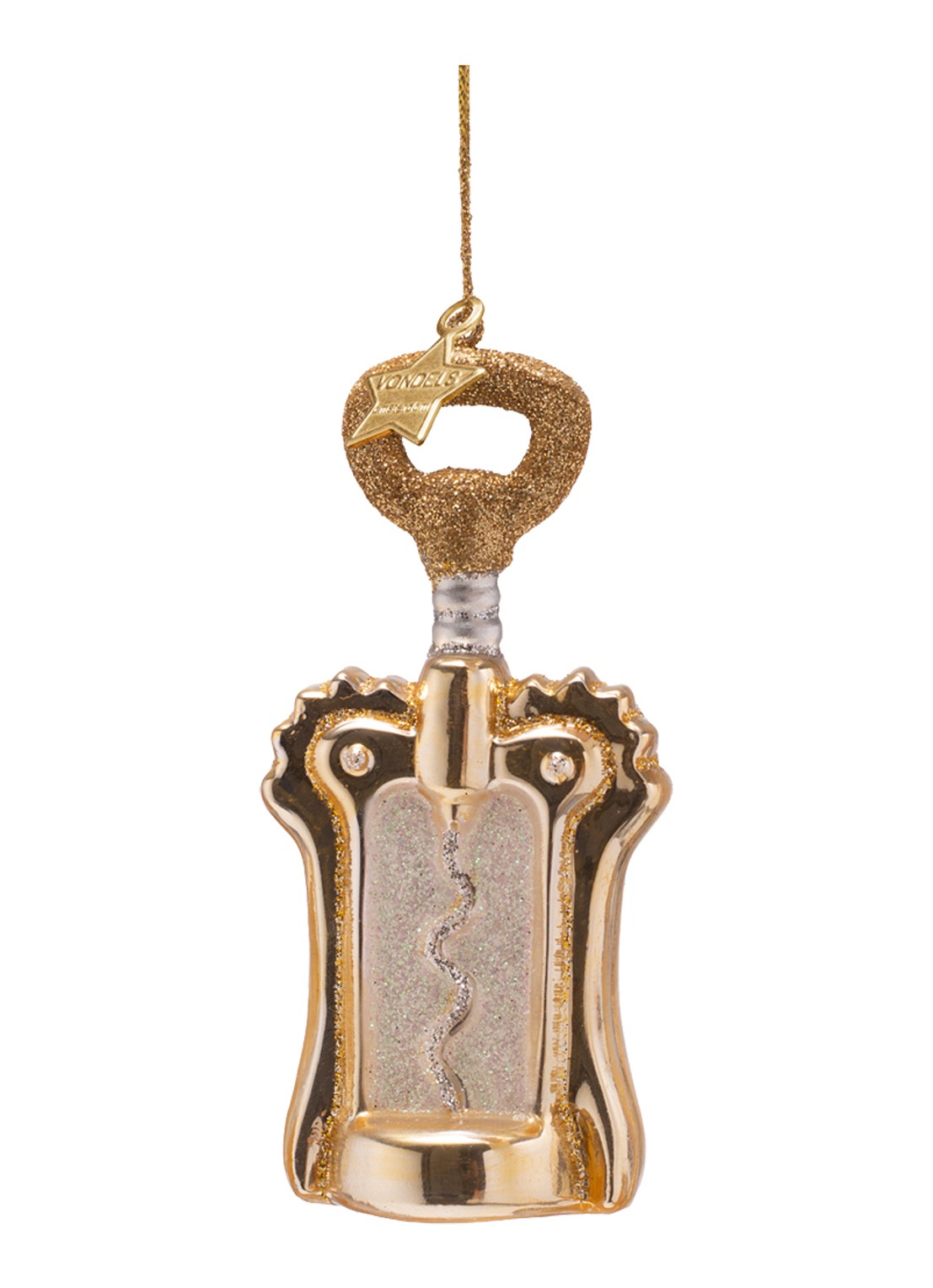 Vondels Flesopener kersthanger 10,5 cm - detail 3 goud
