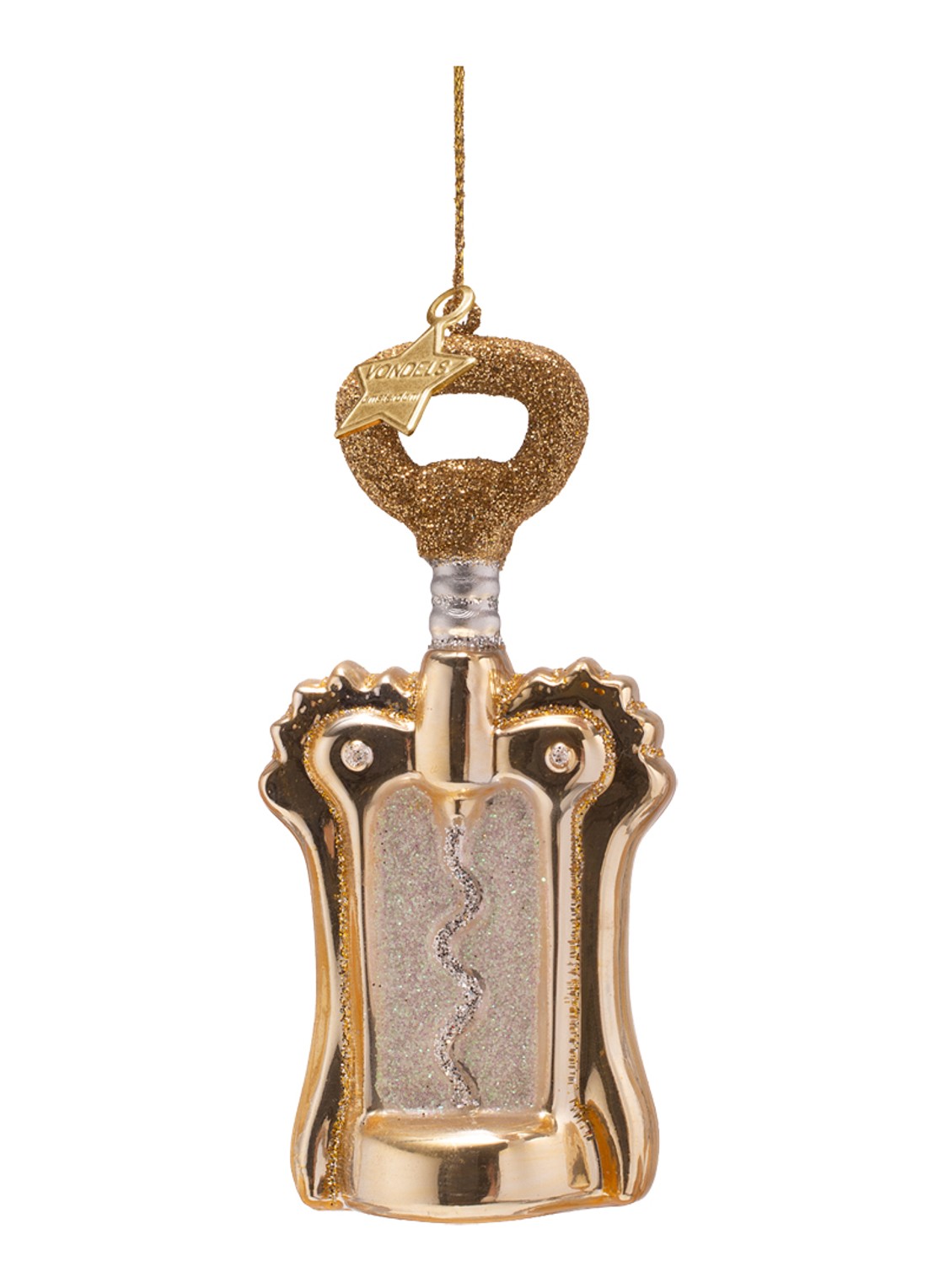 Vondels Flesopener kersthanger 10,5 cm - voorkant 4 goud