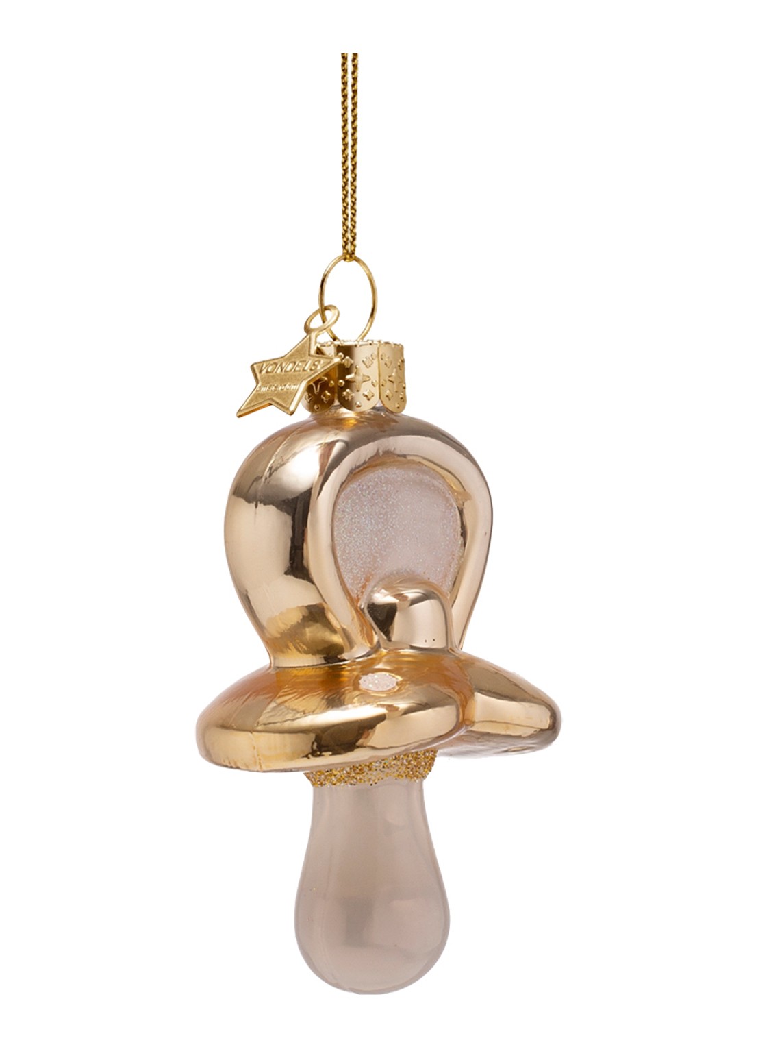 Vondels Fopspeen kersthanger 8 cm - detail 2 goud
