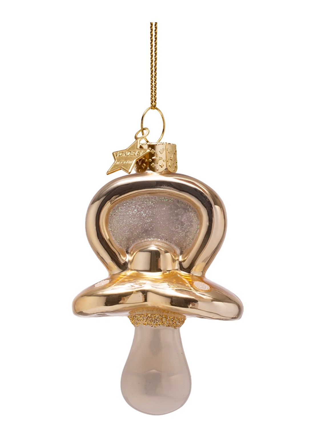 Vondels Fopspeen kersthanger 8 cm - voorkant 3 goud